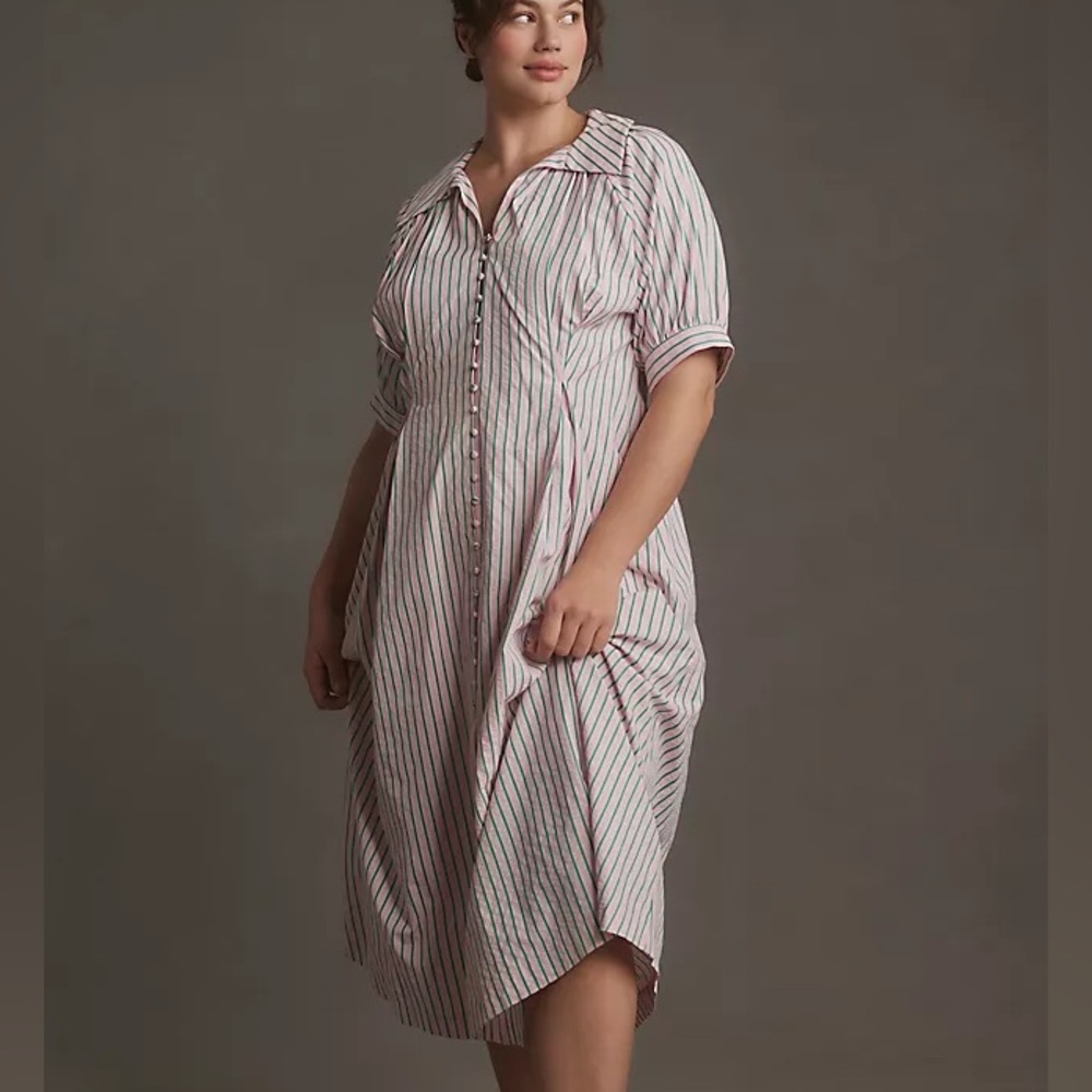 Anthropologie/ English Factory Plus Midi Stripe Shirt Dress Size 2X - Picture 13 of 15